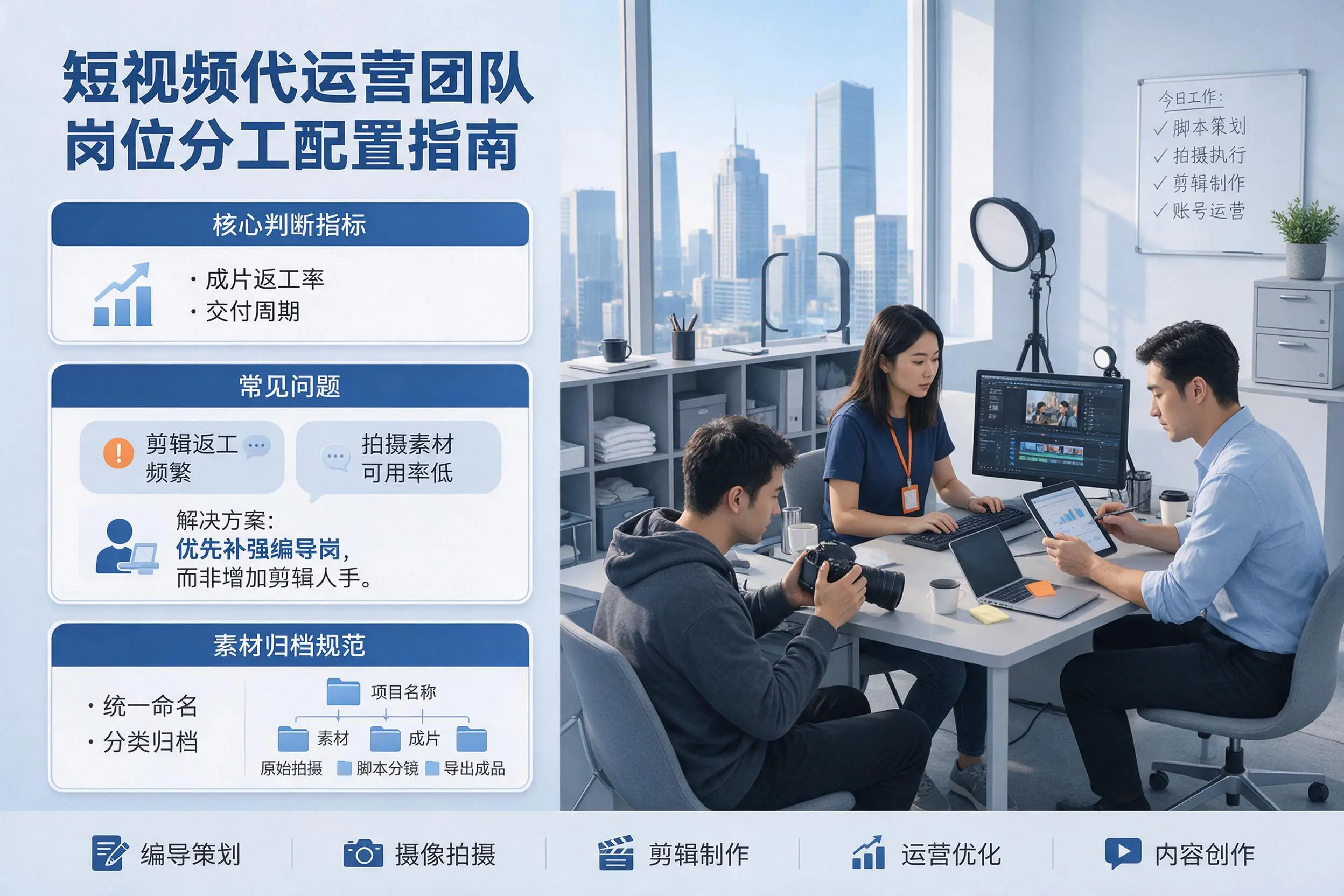 短视频代运营团队如何配置？贵州企业岗位分工科普说明