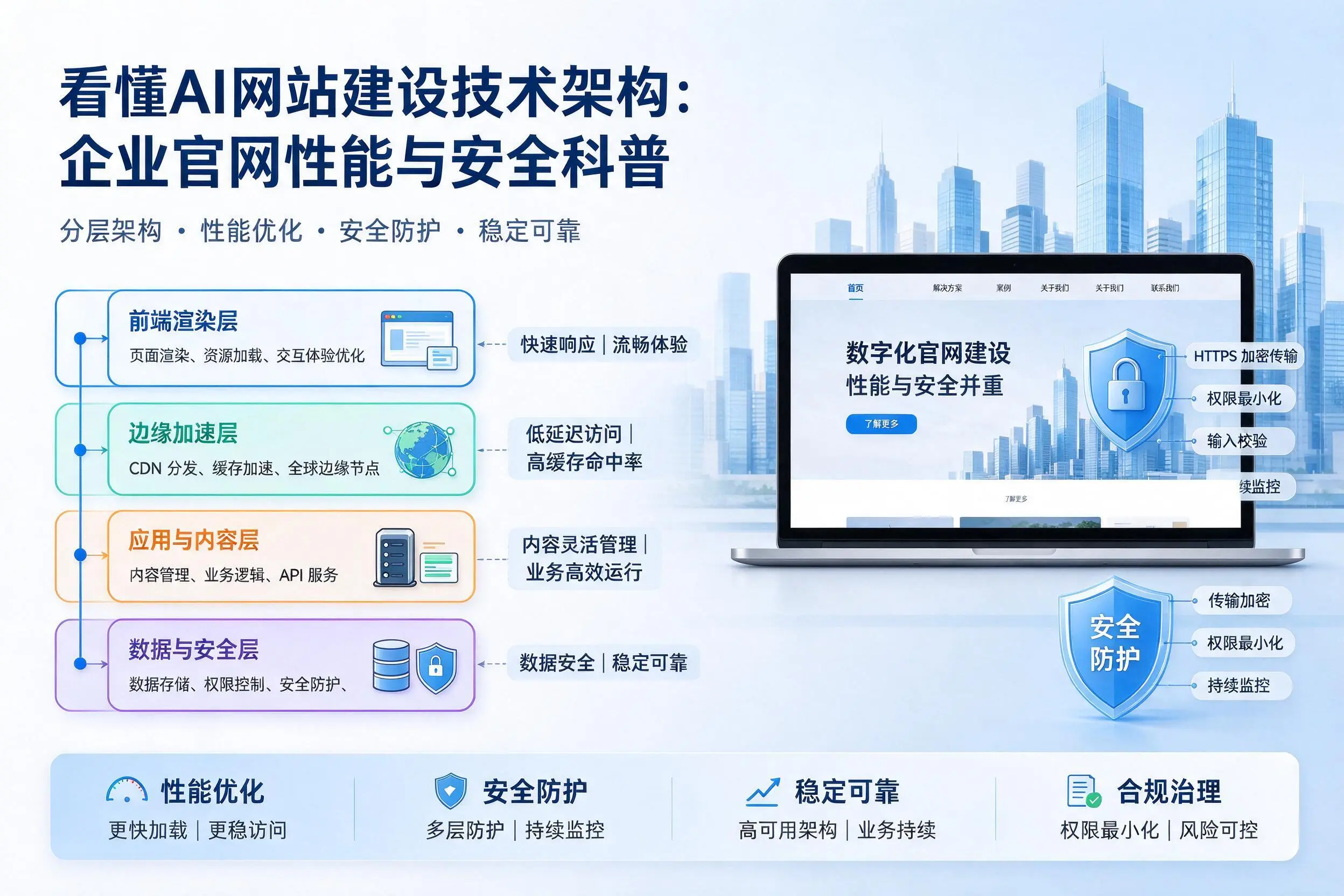 看懂AI网站建设技术架构：贵州企业官网性能与安全科普