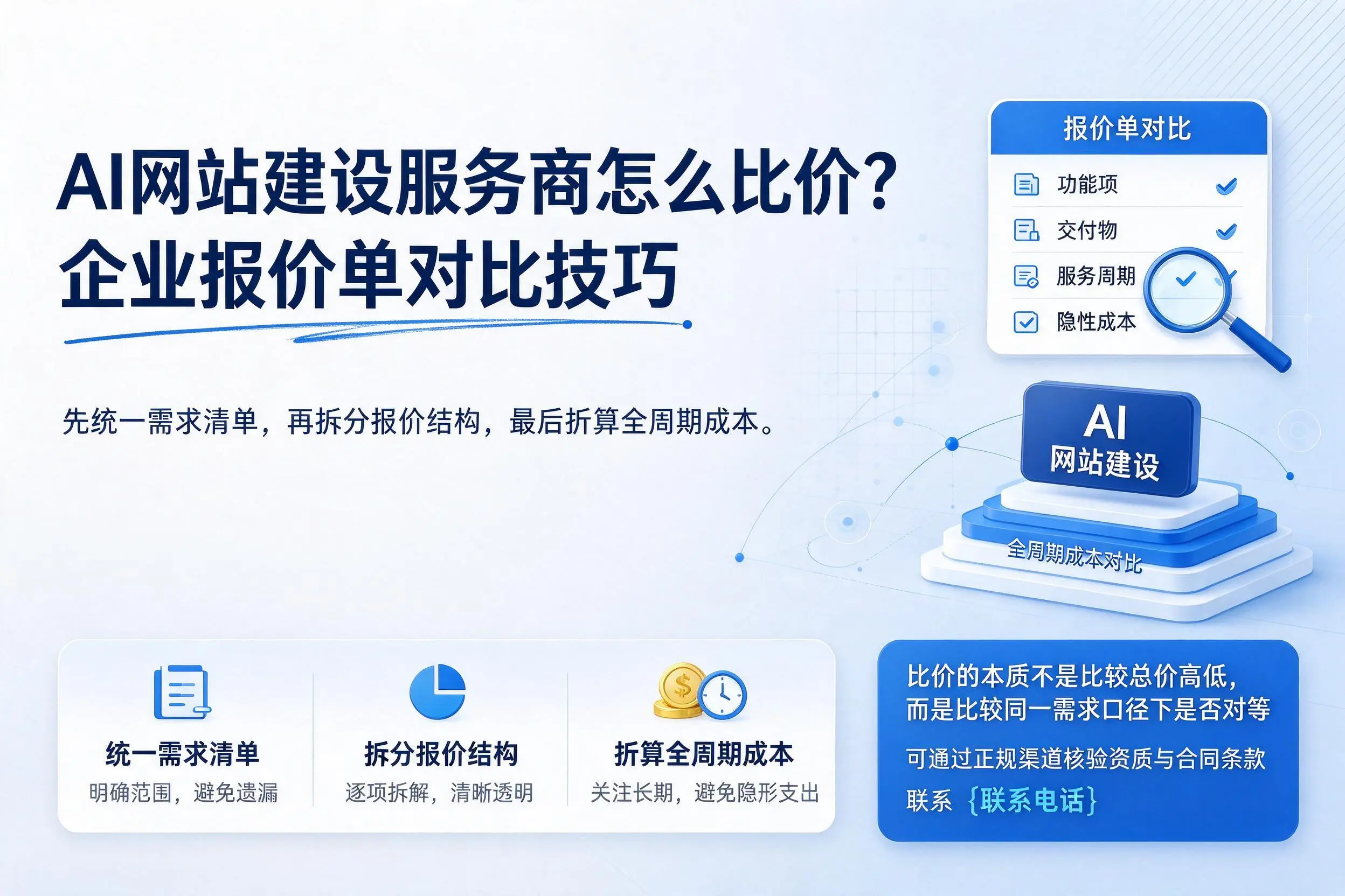 AI网站建设服务商怎么比价？贵州企业报价单对比技巧