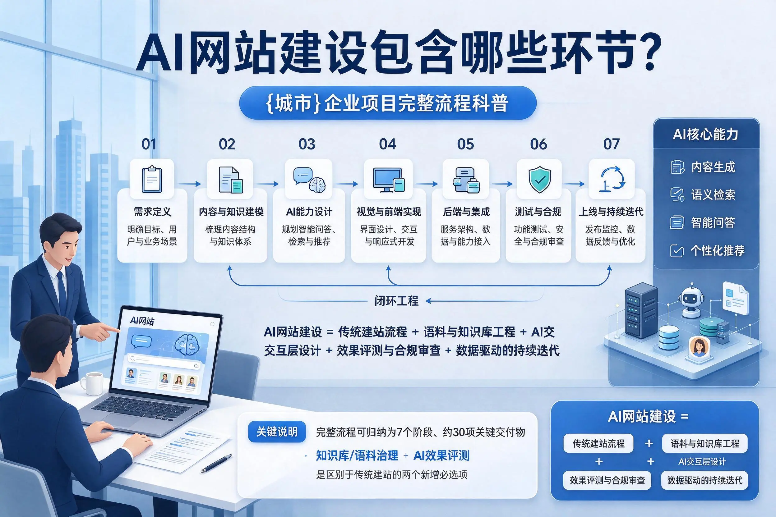 AI网站建设包含哪些环节？贵州企业项目完整流程科普
