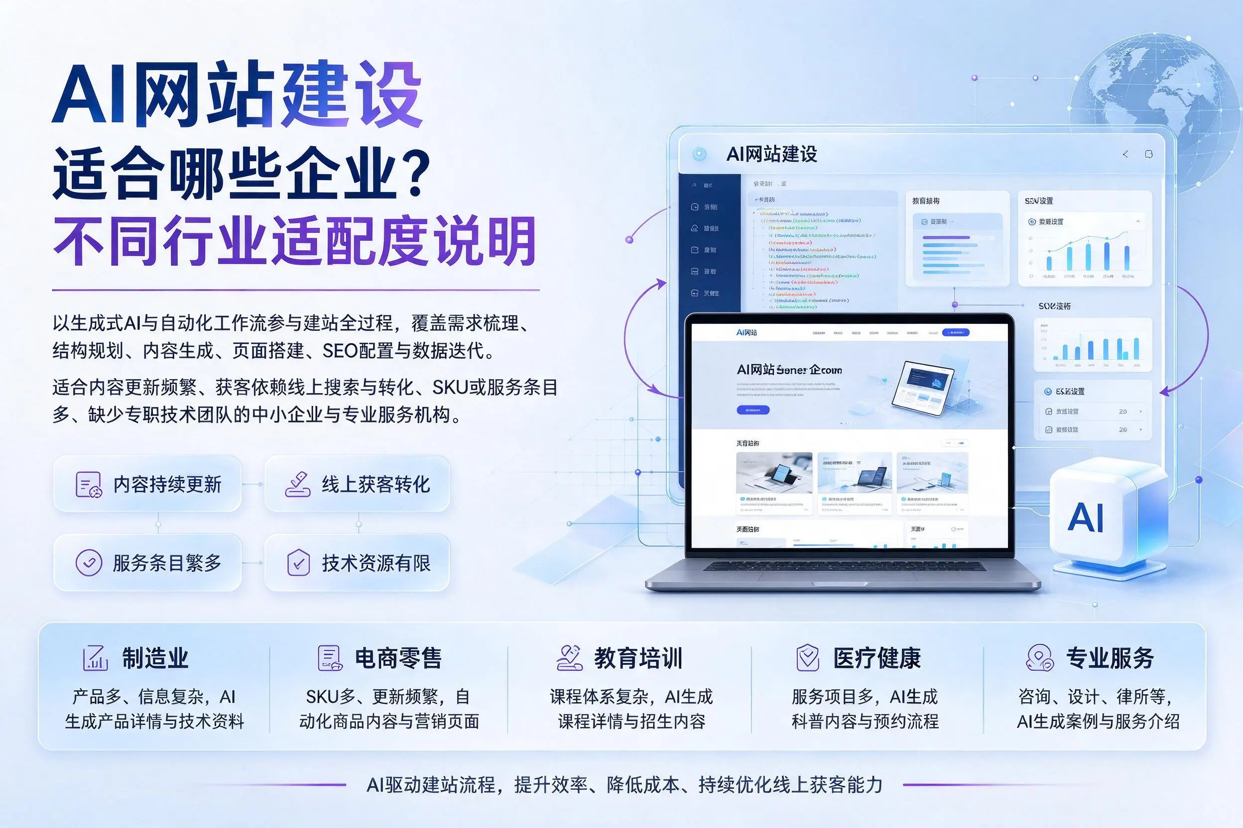 AI网站建设适合哪些企业？贵州不同行业适配度说明